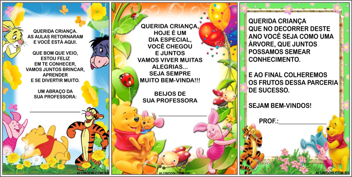 Cart Es De Volta S Aulas Do Ursinho Pooh Educa O Infantil Aluno On