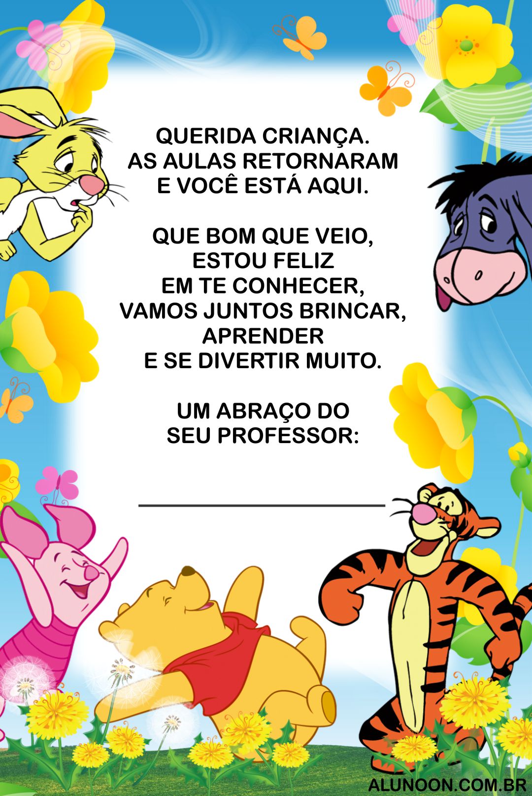 Cart Es De Volta S Aulas Do Ursinho Pooh Educa O Infantil Aluno On