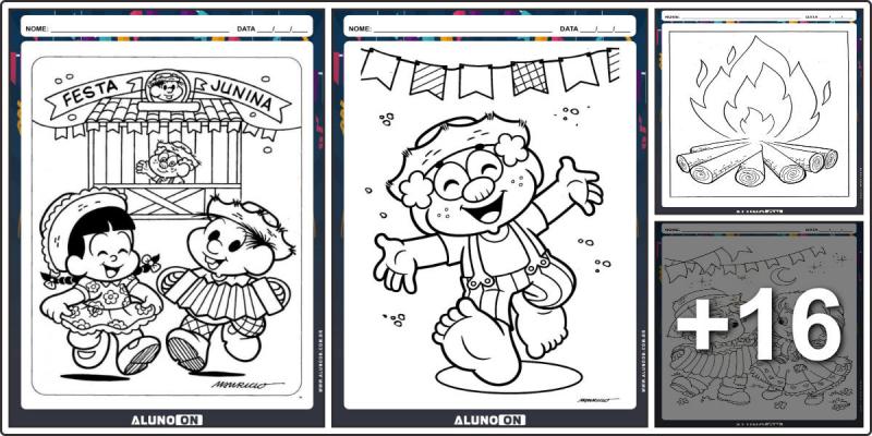 4 DESENHOS PARA COLORIR NO TEMA DA FESTA