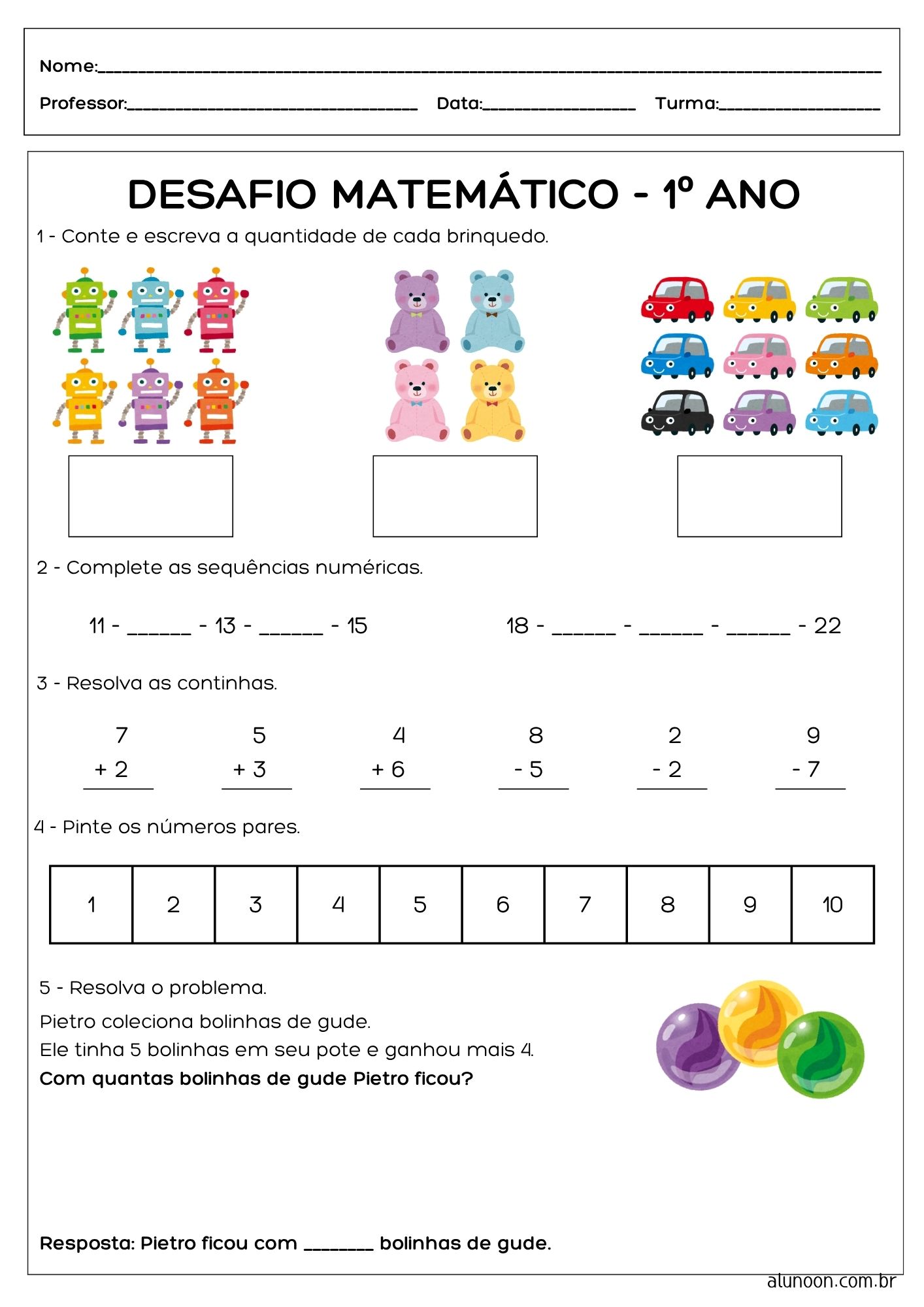 20 Atividades de Matemática para Imprimir