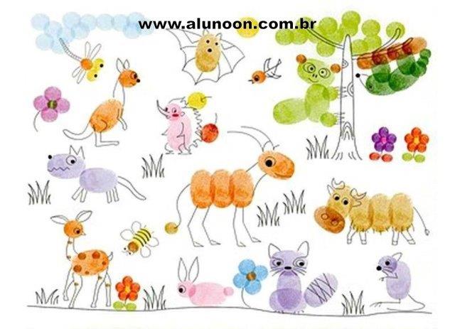 Jogo de arte de pintura de dedo para crianças animais fáceis de impressão  digital desenho infantil com impressões digitais divertido conjunto  educacional de atividades para crianças