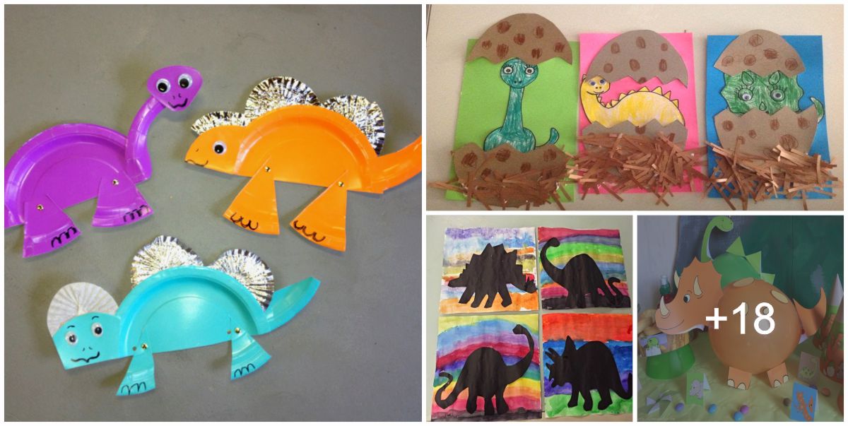 22 Ideias de manualidades de Dinossauros para crianças