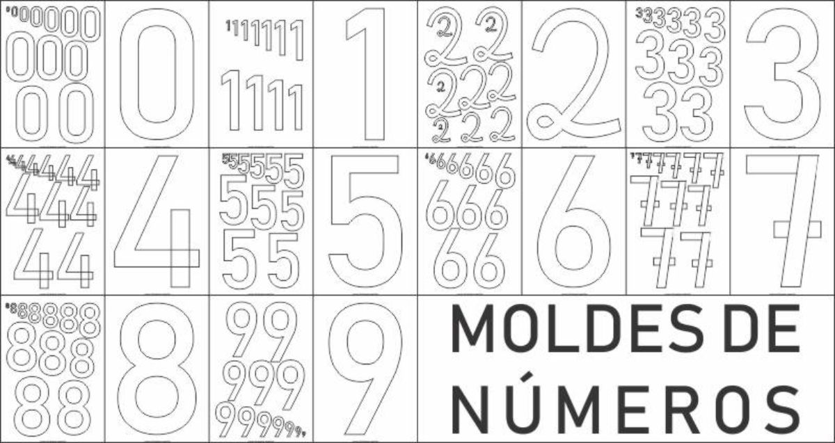 Moldes de números em diversos tamanhos para imprimir
