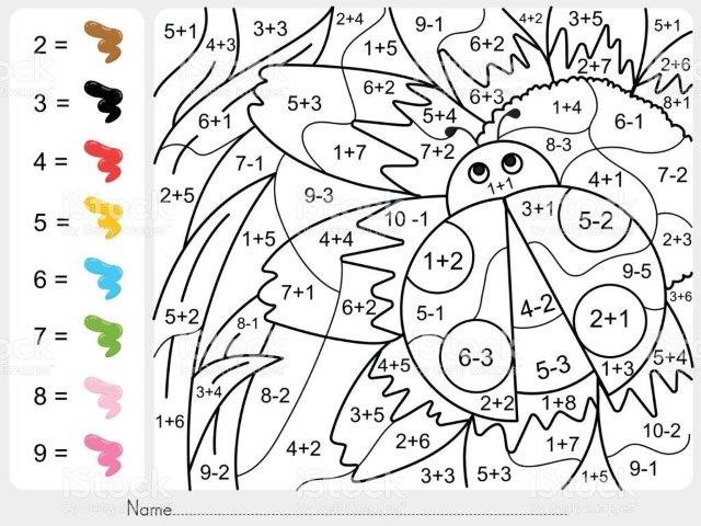 25 Dibujos para colorear segun la zona indicada-Por sumas, restas y  multiplicaciones - Preescolar y Primaria - Alumno On