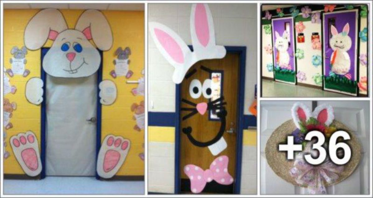 40 ideias de decoração de portas para Páscoa